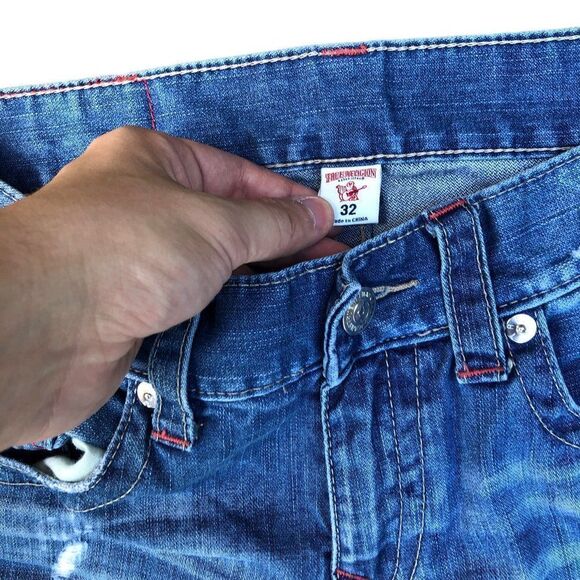 RARE Red Stitch True Religion Jeans Size 32 STRAIGHT Blue - Picture 9 of 9